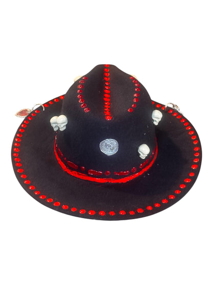 Handmade Black Felt Skull Hat: Gothic Halloween Festival Hat