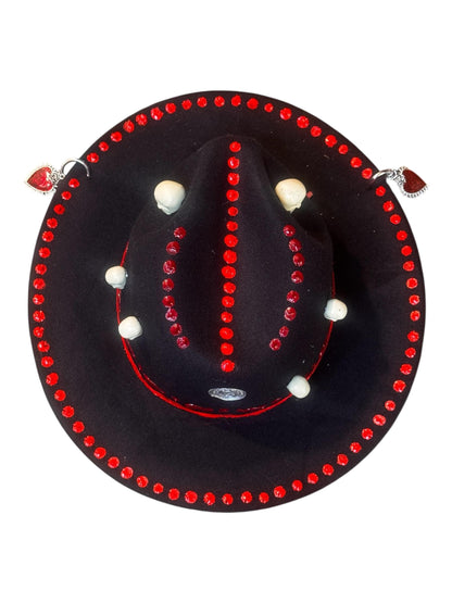 Handmade Black Felt Skull Hat: Gothic Halloween Festival Hat