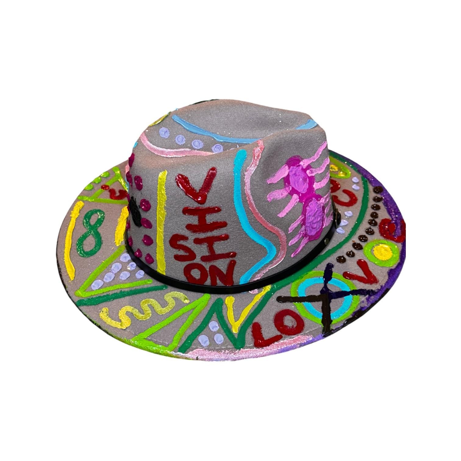 Hand-Painted Jellyfish Art Hat: Medium Brim Festival Wear