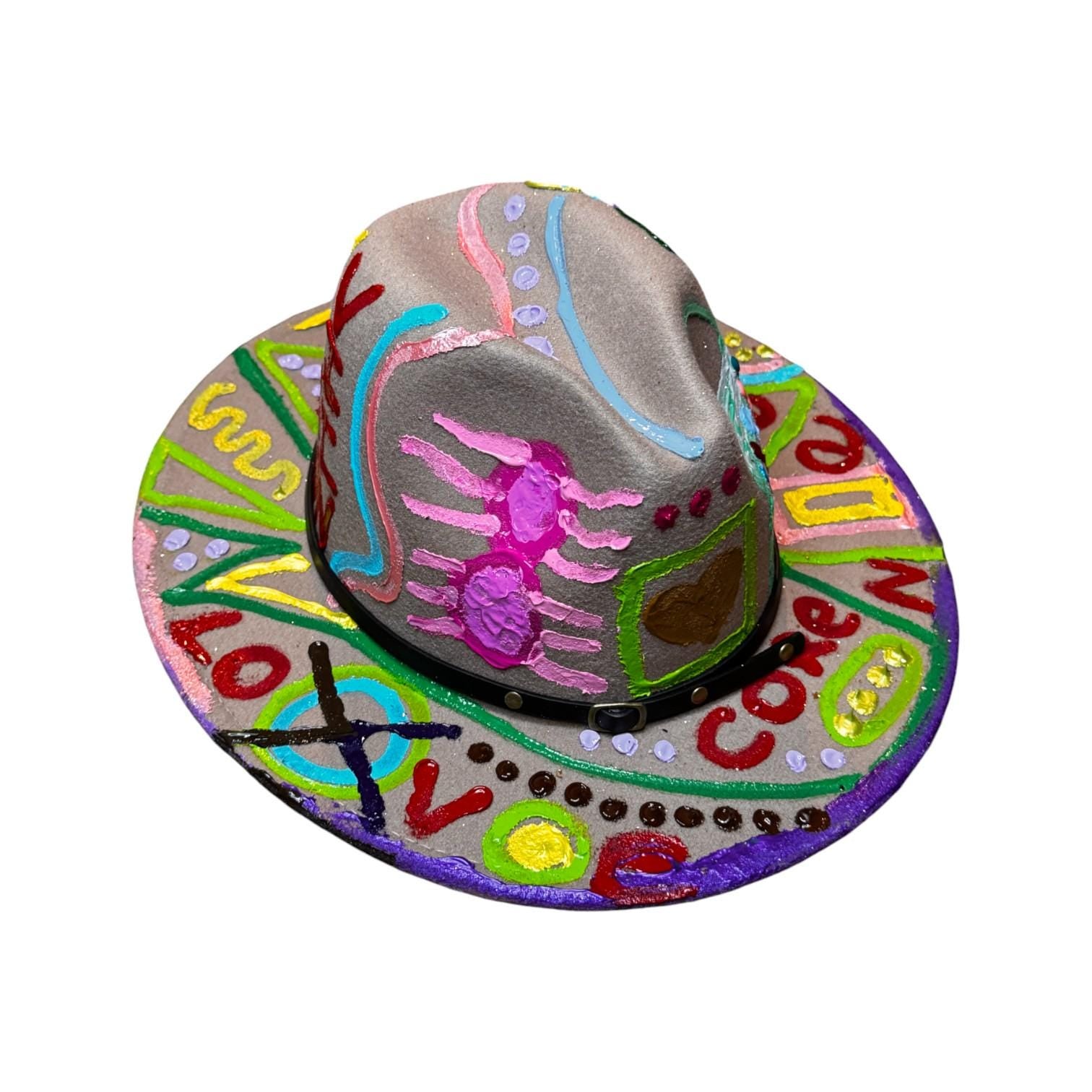 Hand-Painted Jellyfish Art Hat: Medium Brim Festival Wear