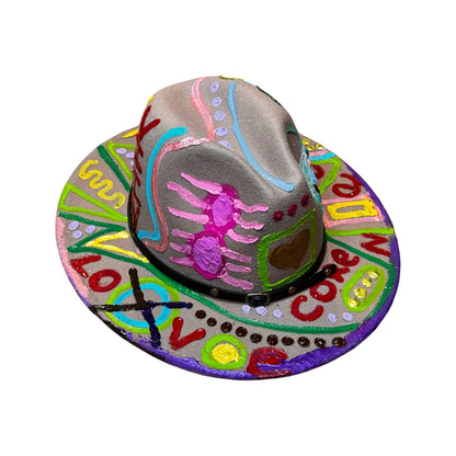 Hand-Painted Jellyfish Art Hat: Medium Brim Festival Wear