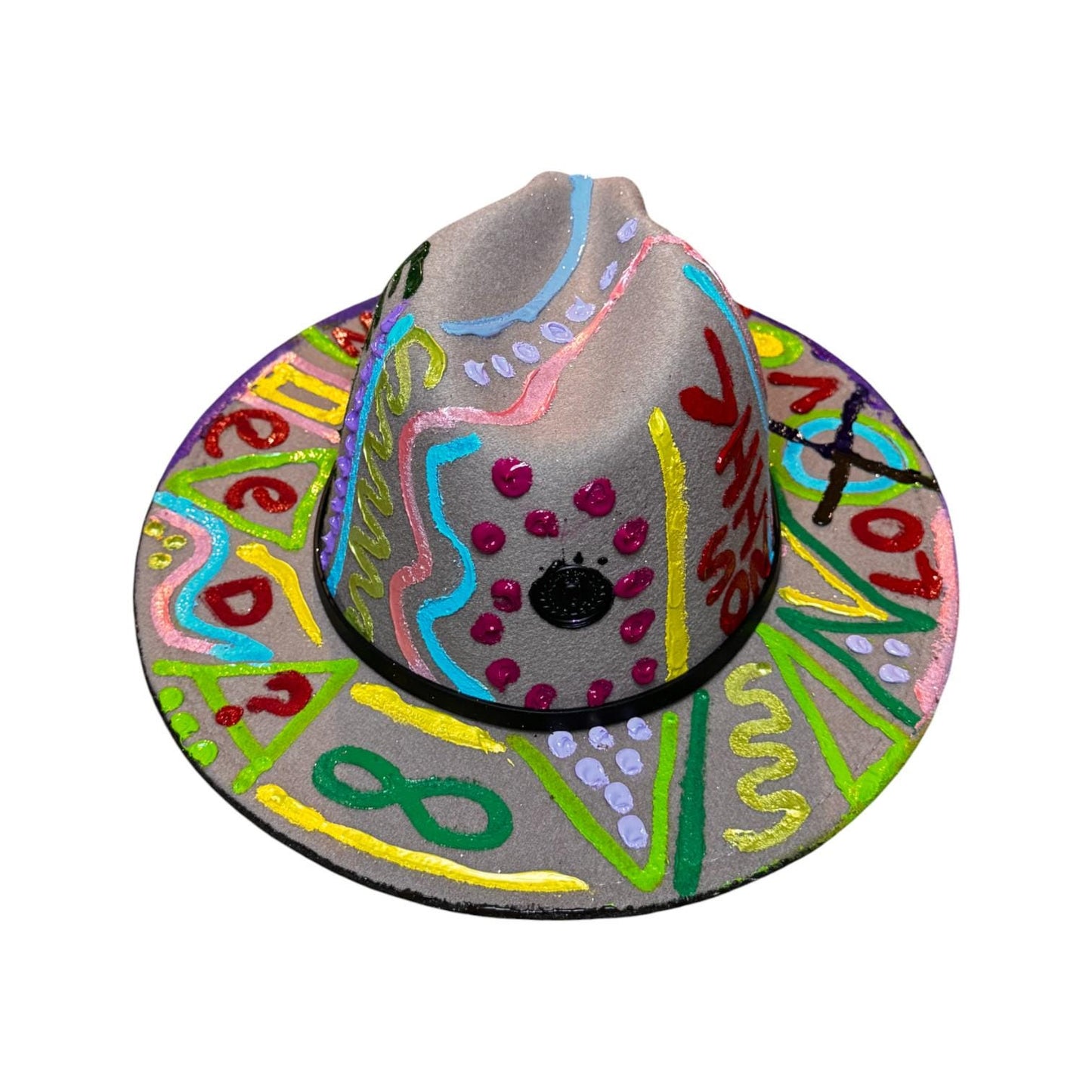 Hand-Painted Jellyfish Art Hat: Medium Brim Festival Wear
