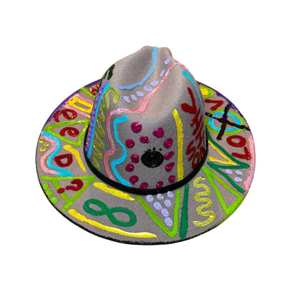 Hand-Painted Jellyfish Art Hat: Medium Brim Festival Wear
