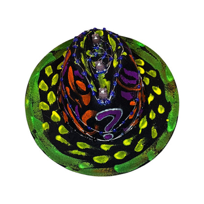 Hand-Painted Neon Glow Festival Hat with LED Lights & Bear Figurines