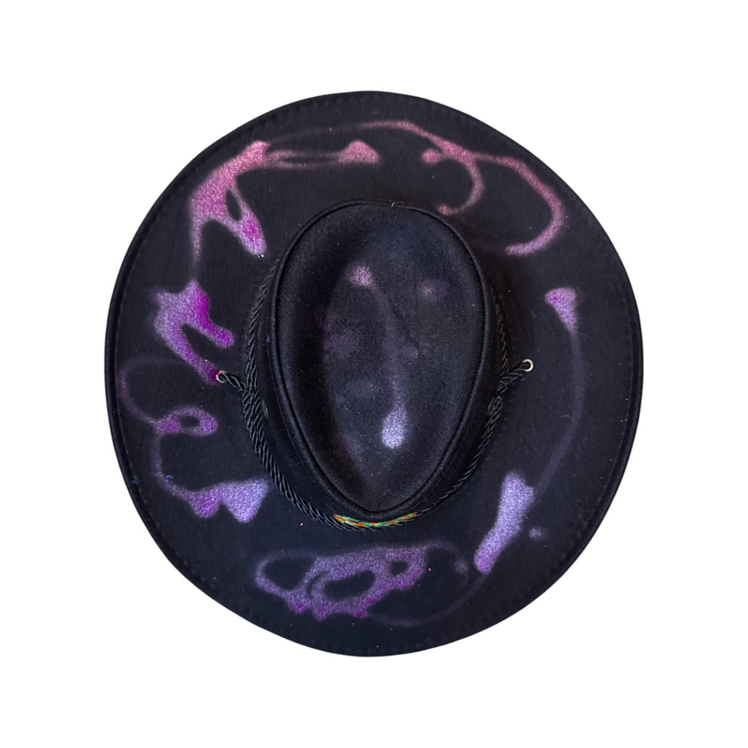 Hand-Painted Neon Camera Cowboy Hat: Rave Festival Blacklight Art