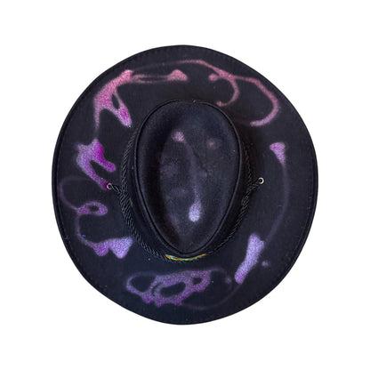 Hand-Painted Neon Camera Cowboy Hat: Rave Festival Blacklight Art