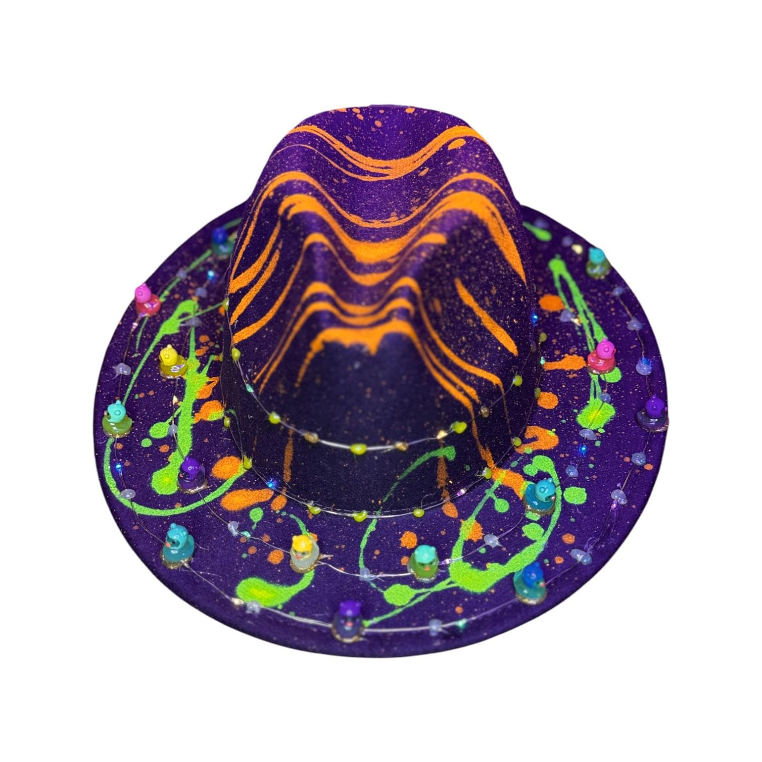 Psychedelic Astronaut Ducks Hat: Neon UV Rave Wear