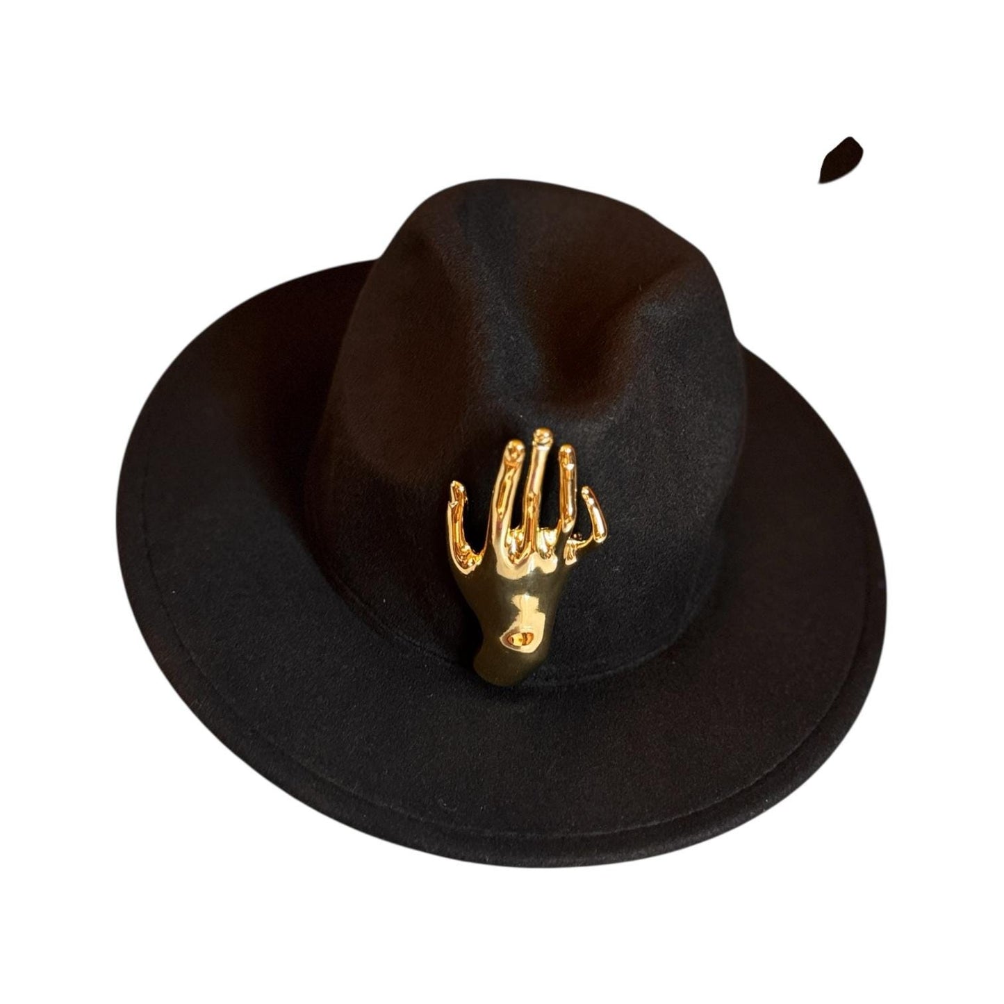 Halloween Gothic Black Fedora Hat – Unisex Costume Hat with Hand