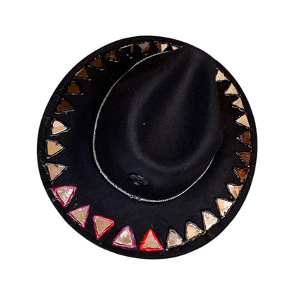 Succubus Fedora: Gothic Black Hat with Bat-Winged Pendant