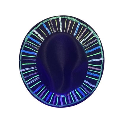 Hand-Painted Halloween Fedora: UV Reactive Spider Web Rave Hat