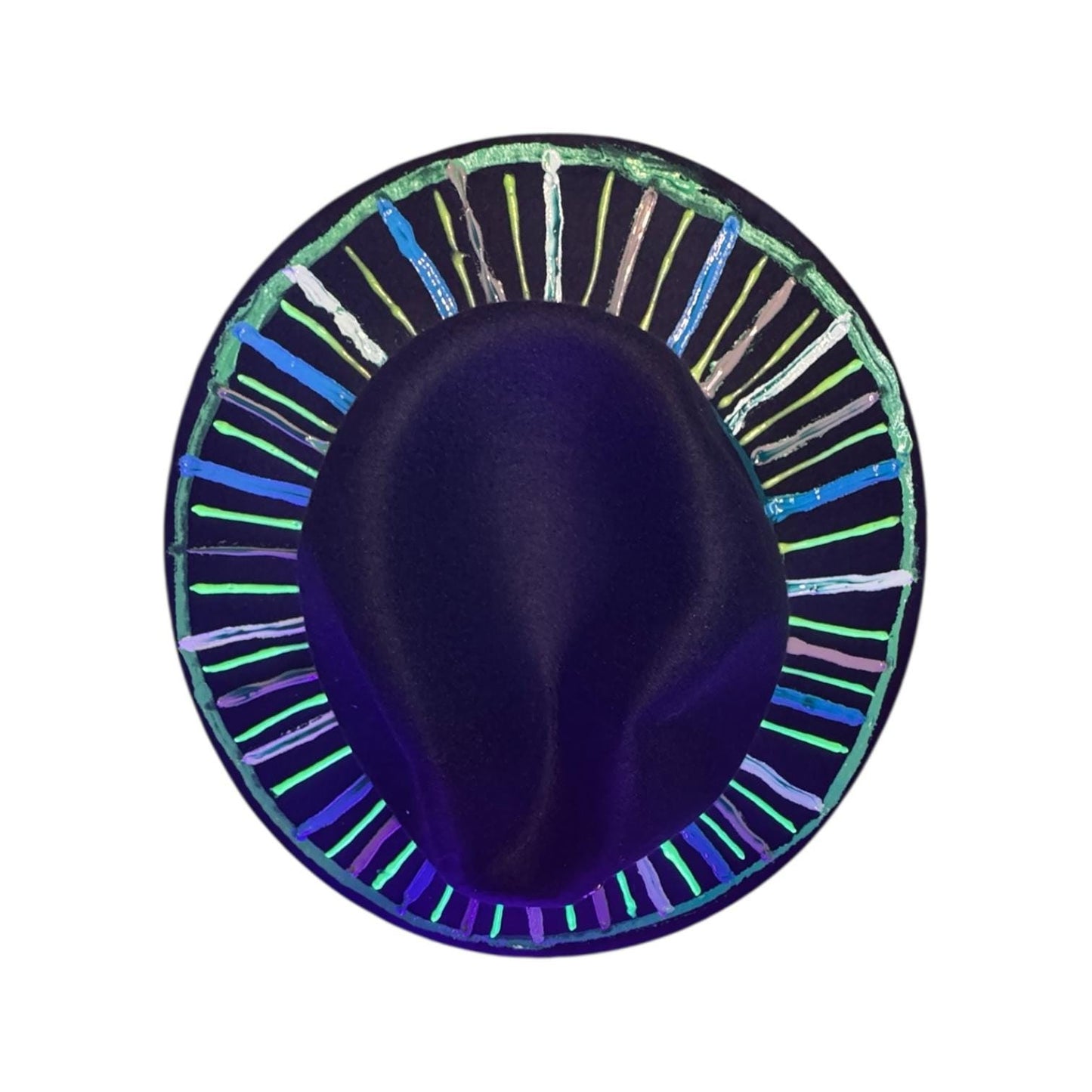 Hand-Painted Halloween Fedora: UV Reactive Spider Web Rave Hat