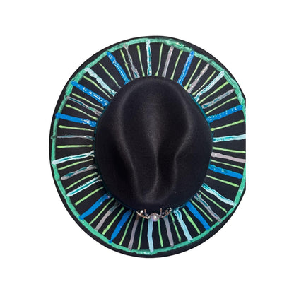 Hand-Painted Halloween Fedora: UV Reactive Spider Web Rave Hat