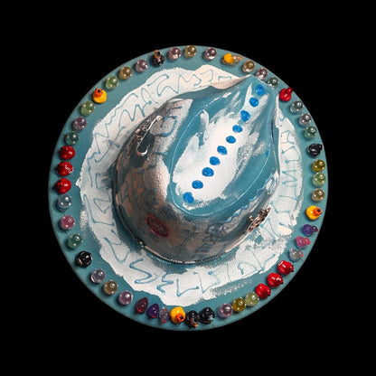 Hand-Painted UV Reactive Mask Hat: Festival Rave Wearable Art