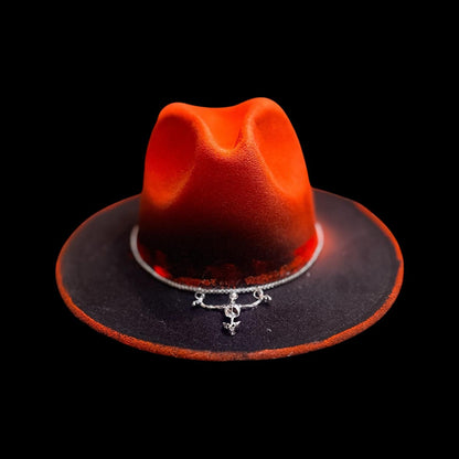 Hand-Painted Inferno Skull Fedora Hat: Gothic Rave Halloween Costume