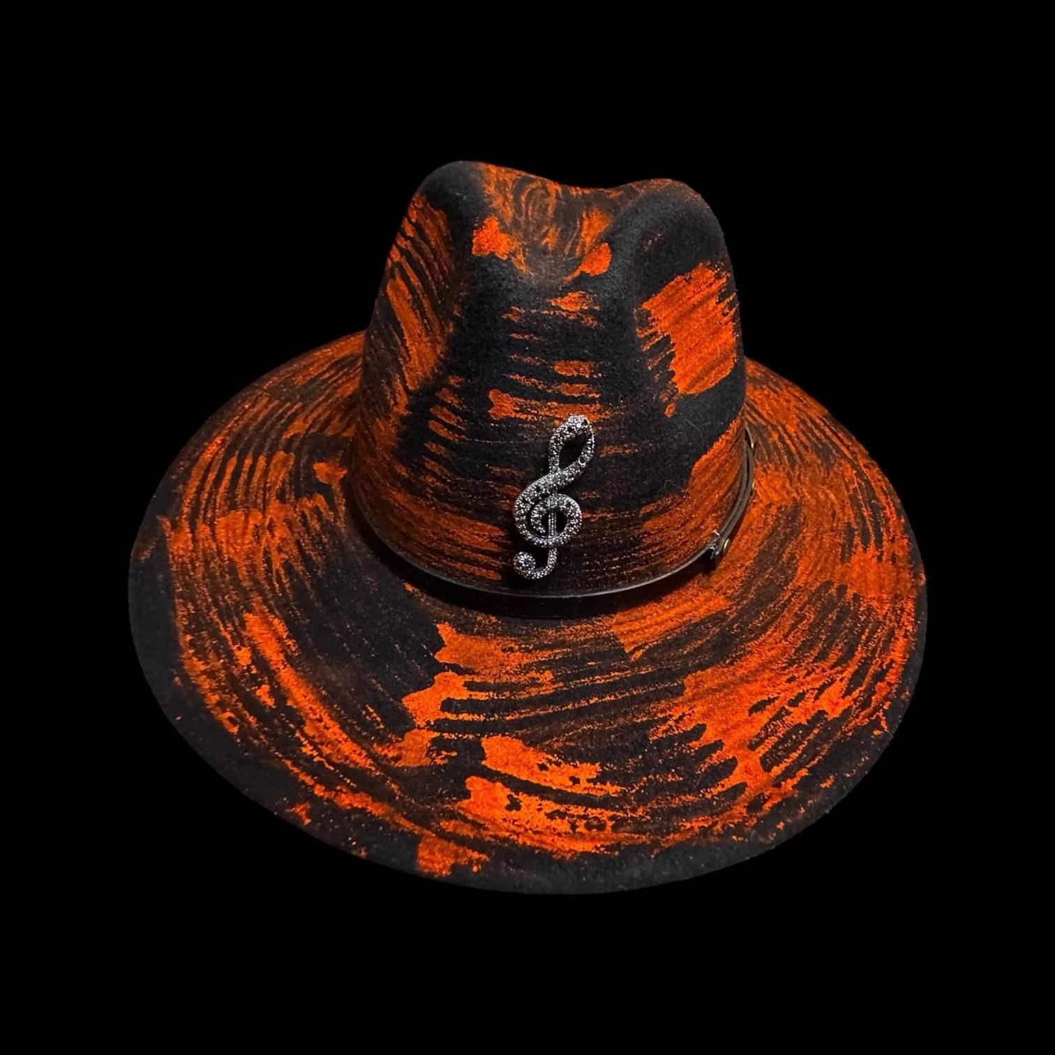 Inferno Symphony Hand-Painted Fedora – Halloween Music Festival Hat