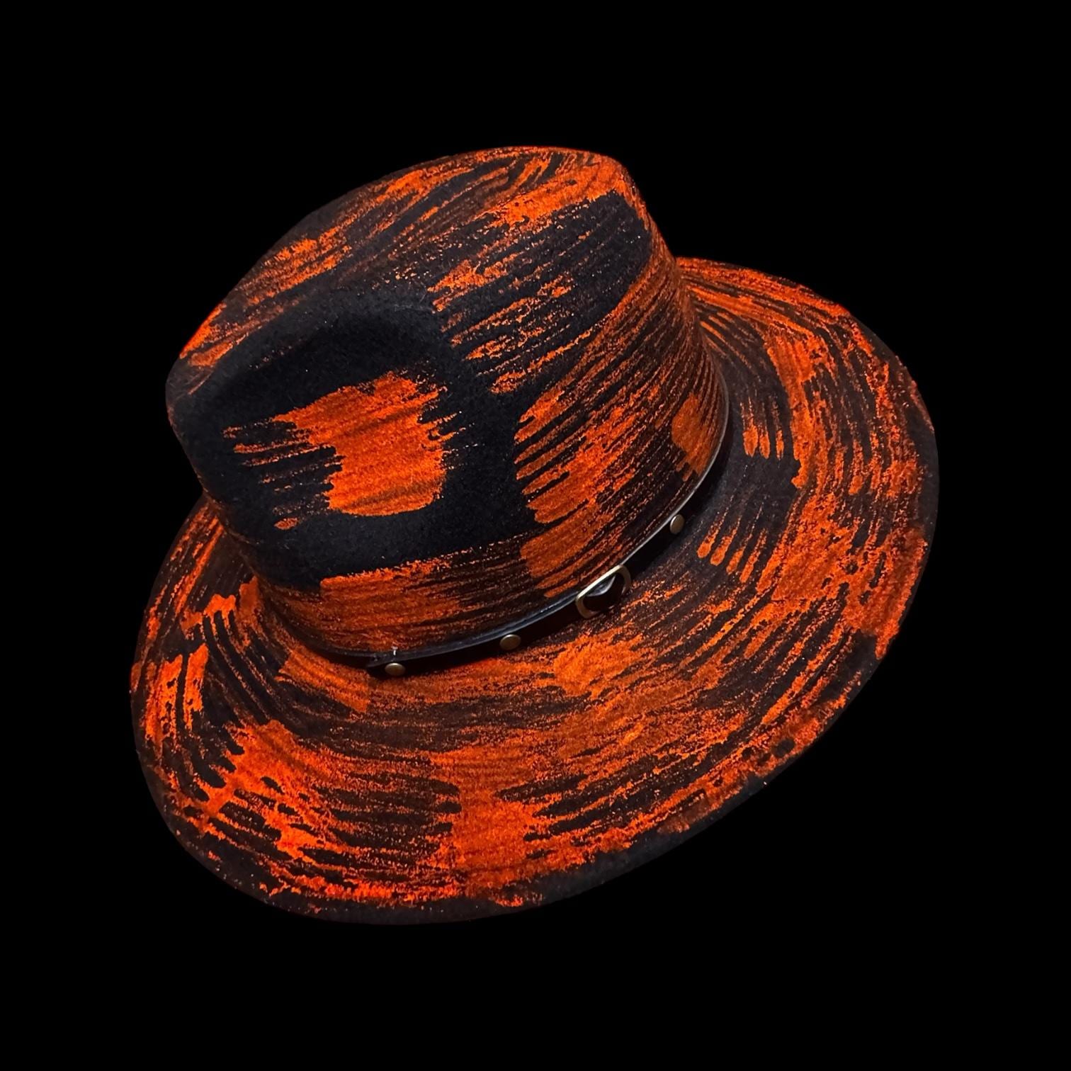 Inferno Symphony Hand-Painted Fedora – Halloween Music Festival Hat