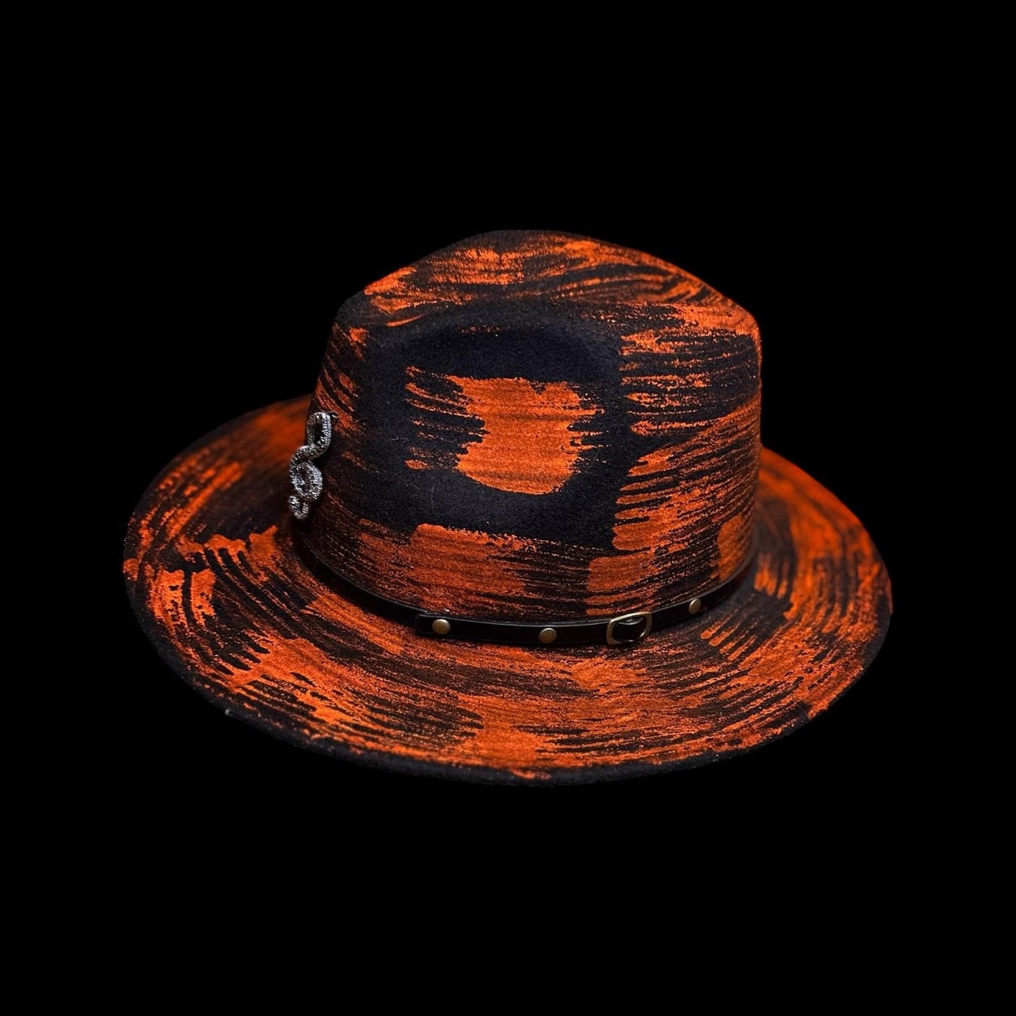 Inferno Symphony Hand-Painted Fedora – Halloween Music Festival Hat