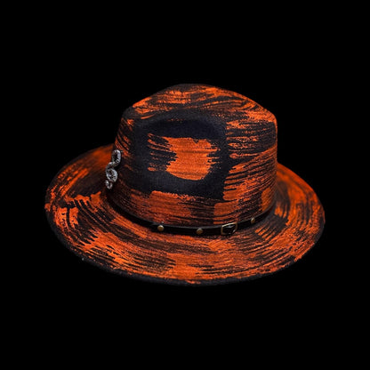 Inferno Symphony Hand-Painted Fedora – Halloween Music Festival Hat