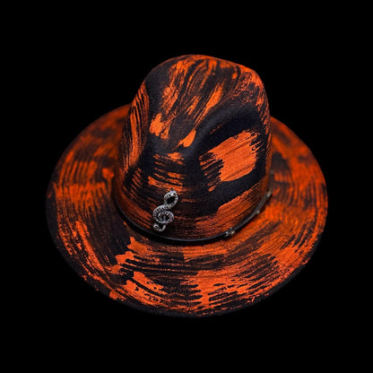 Inferno Symphony Hand-Painted Fedora – Halloween Music Festival Hat
