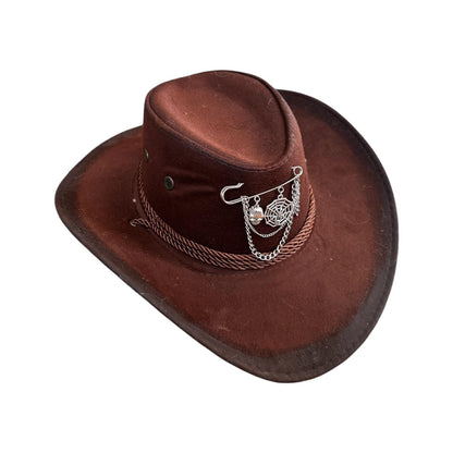 Handmade Gothic Cowboy Hat: Spiderweb Skull Charm, Festival Costume
