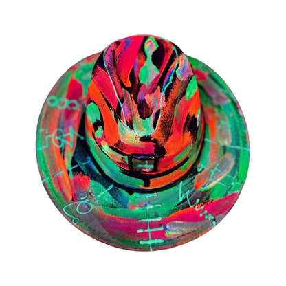 Neon Halloween Fedora Hat: Hand-Painted Glow Rave Festival Hat