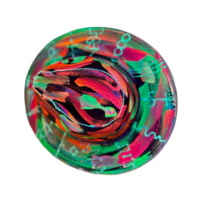 Neon Halloween Fedora Hat: Hand-Painted Glow Rave Festival Hat