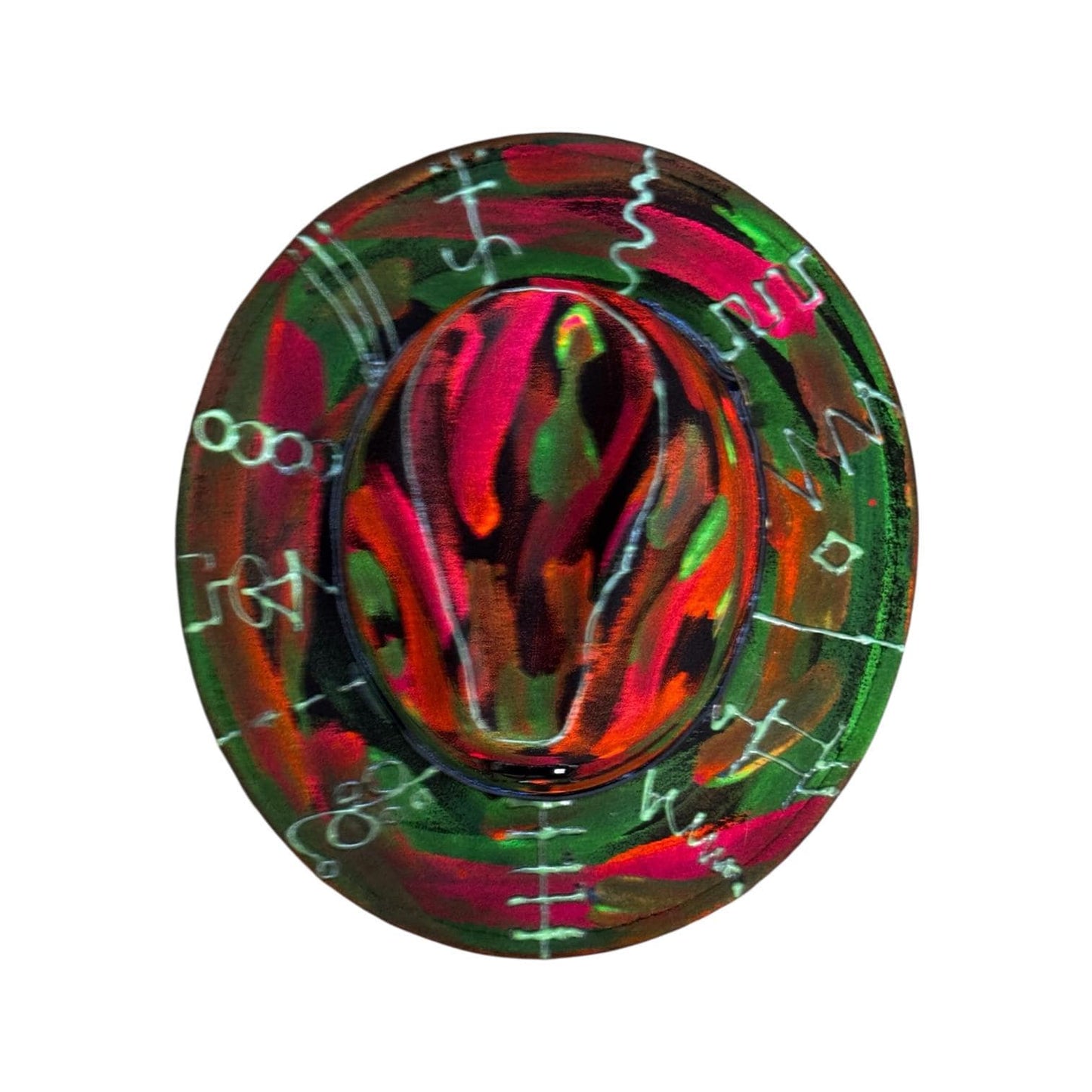 Neon Halloween Fedora Hat: Hand-Painted Glow Rave Festival Hat