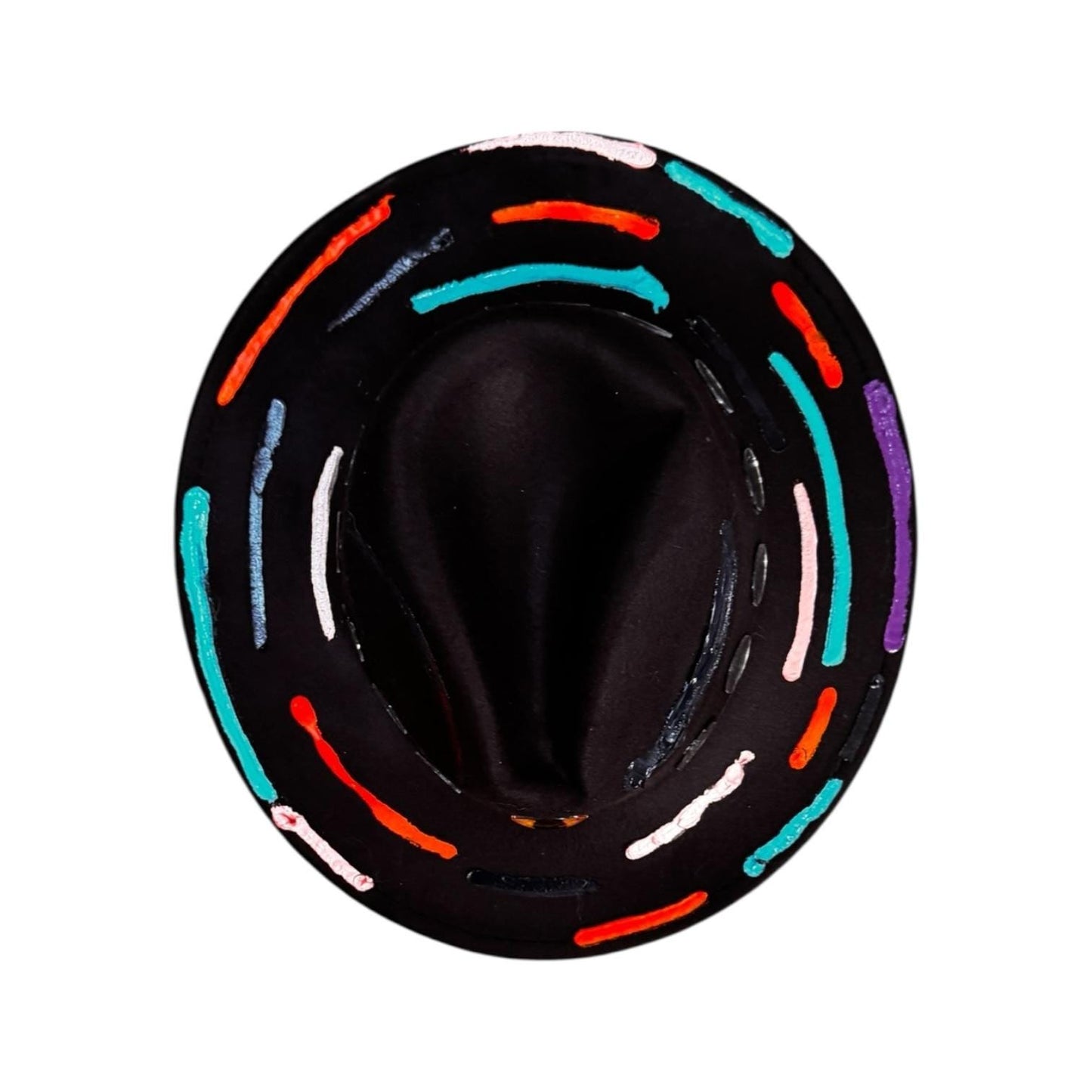 Cat’s Eye Eclipse – Hand-Painted Black Festival Hat with Cosmic Halloween Glow