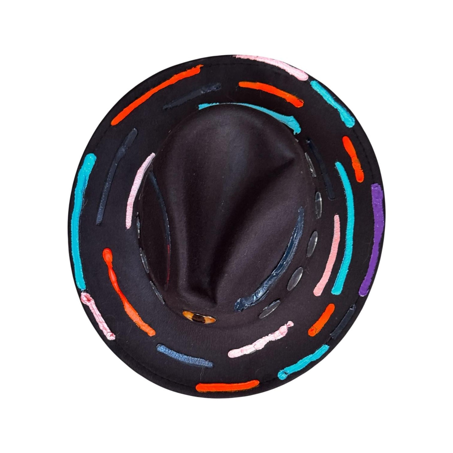 Cat’s Eye Eclipse – Hand-Painted Black Festival Hat with Cosmic Halloween Glow