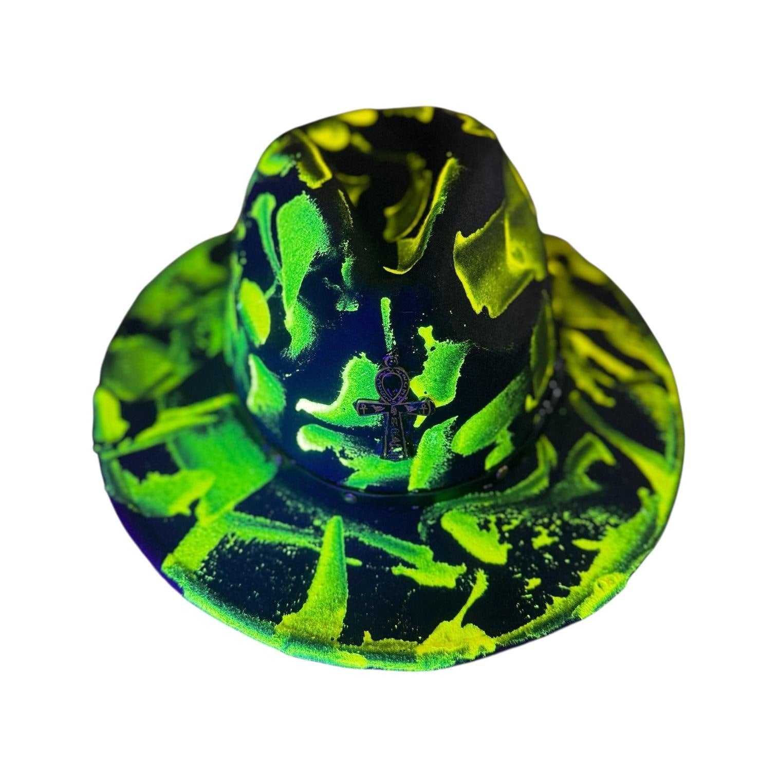 Phantom Pulse Ankh – Neon Green & Black Halloween Glow Hat
