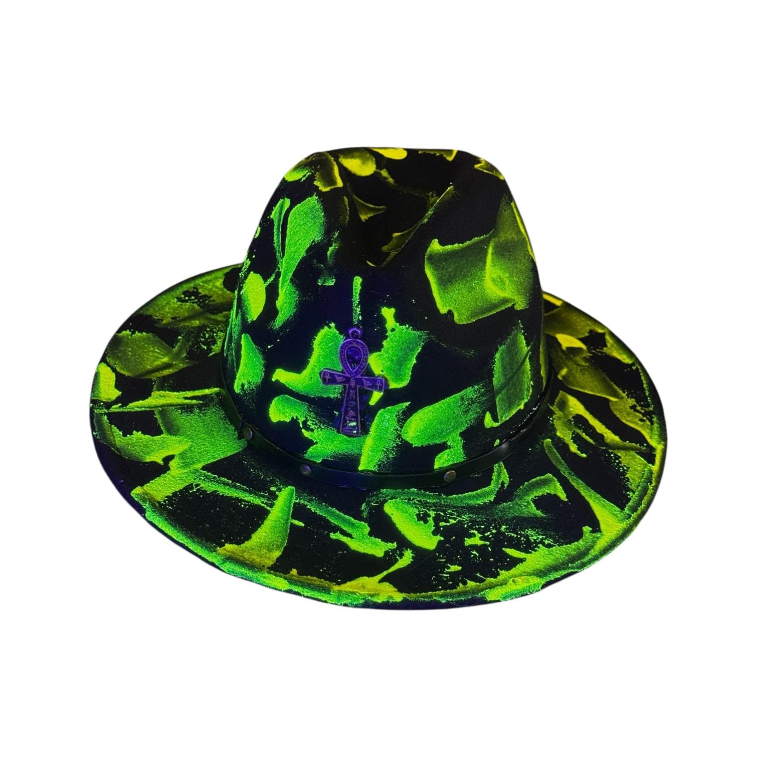 Phantom Pulse Ankh – Neon Green & Black Halloween Glow Hat