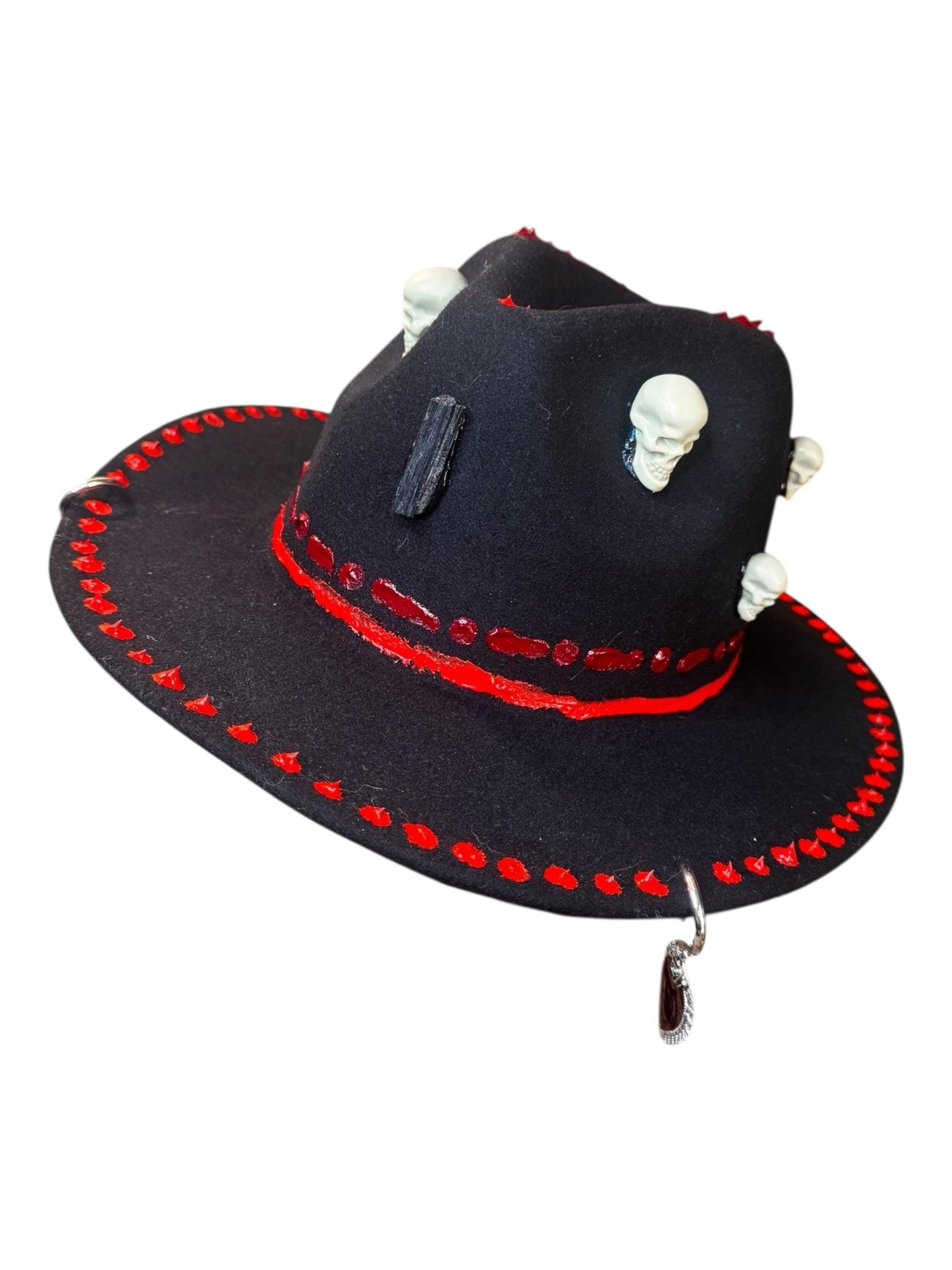 Handmade Black Felt Skull Hat: Gothic Halloween Festival Hat
