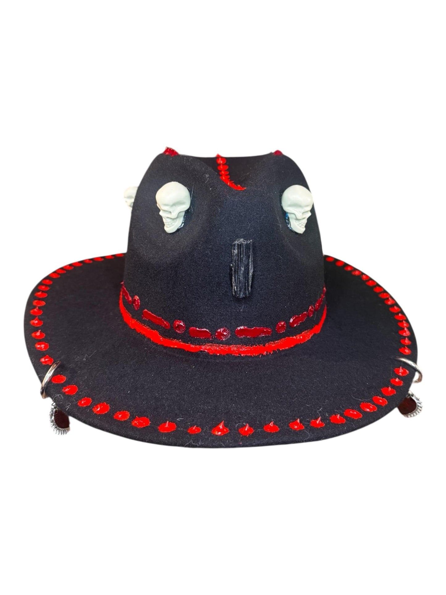 Handmade Black Felt Skull Hat: Gothic Halloween Festival Hat