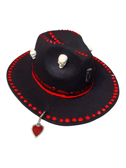 Handmade Black Felt Skull Hat: Gothic Halloween Festival Hat
