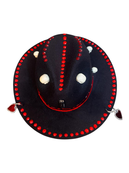 Handmade Black Felt Skull Hat: Gothic Halloween Festival Hat