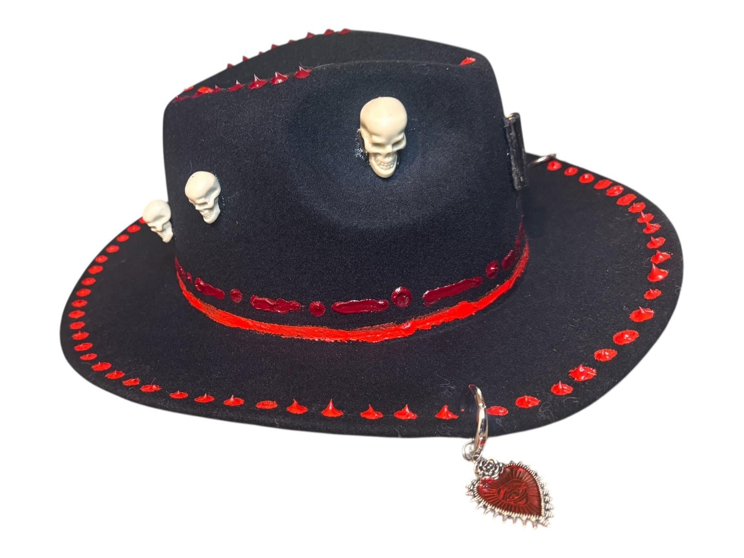 Handmade Black Felt Skull Hat: Gothic Halloween Festival Hat