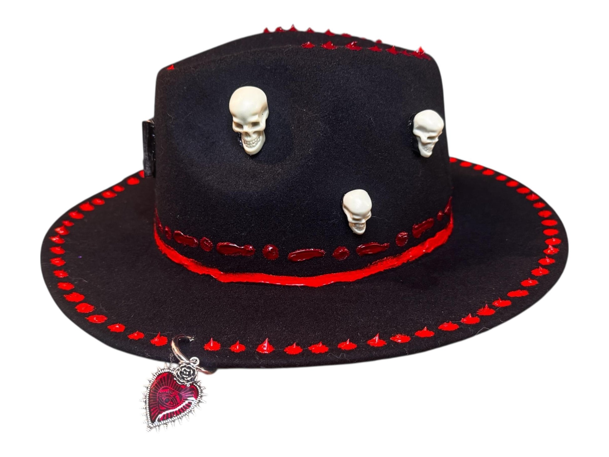 Handmade Black Felt Skull Hat: Gothic Halloween Festival Hat