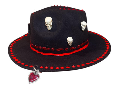 Handmade Black Felt Skull Hat: Gothic Halloween Festival Hat