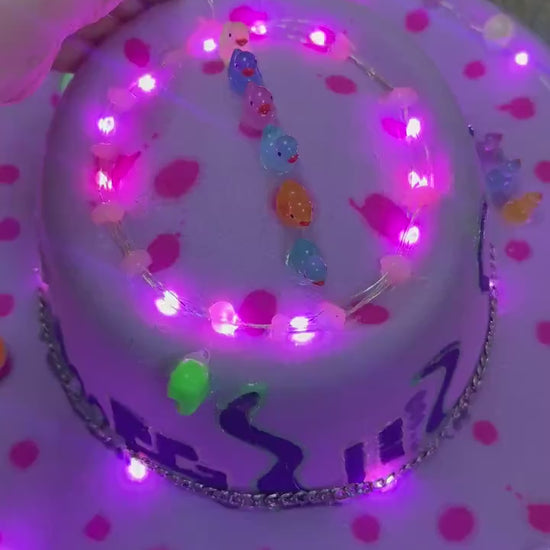 LED Burning Man Hat: Pink Paradise Glow-in-Dark Festival Rave Hat