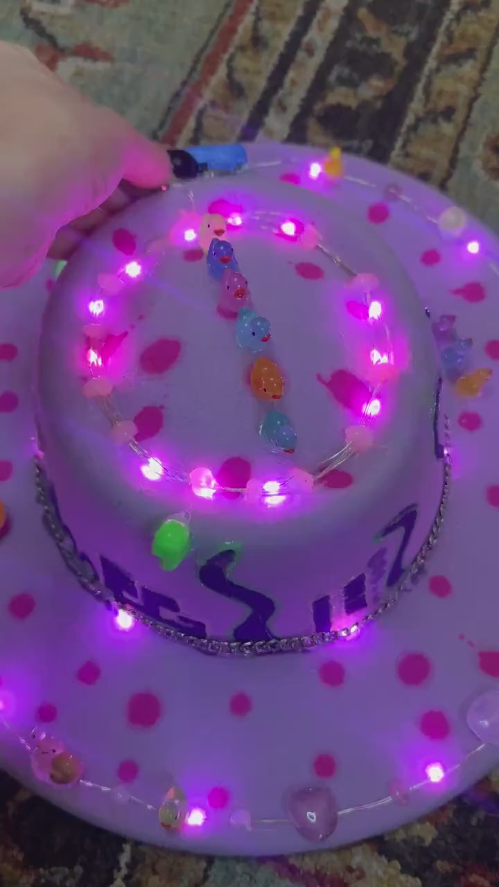 LED Burning Man Hat: Pink Paradise Glow-in-Dark Festival Rave Hat